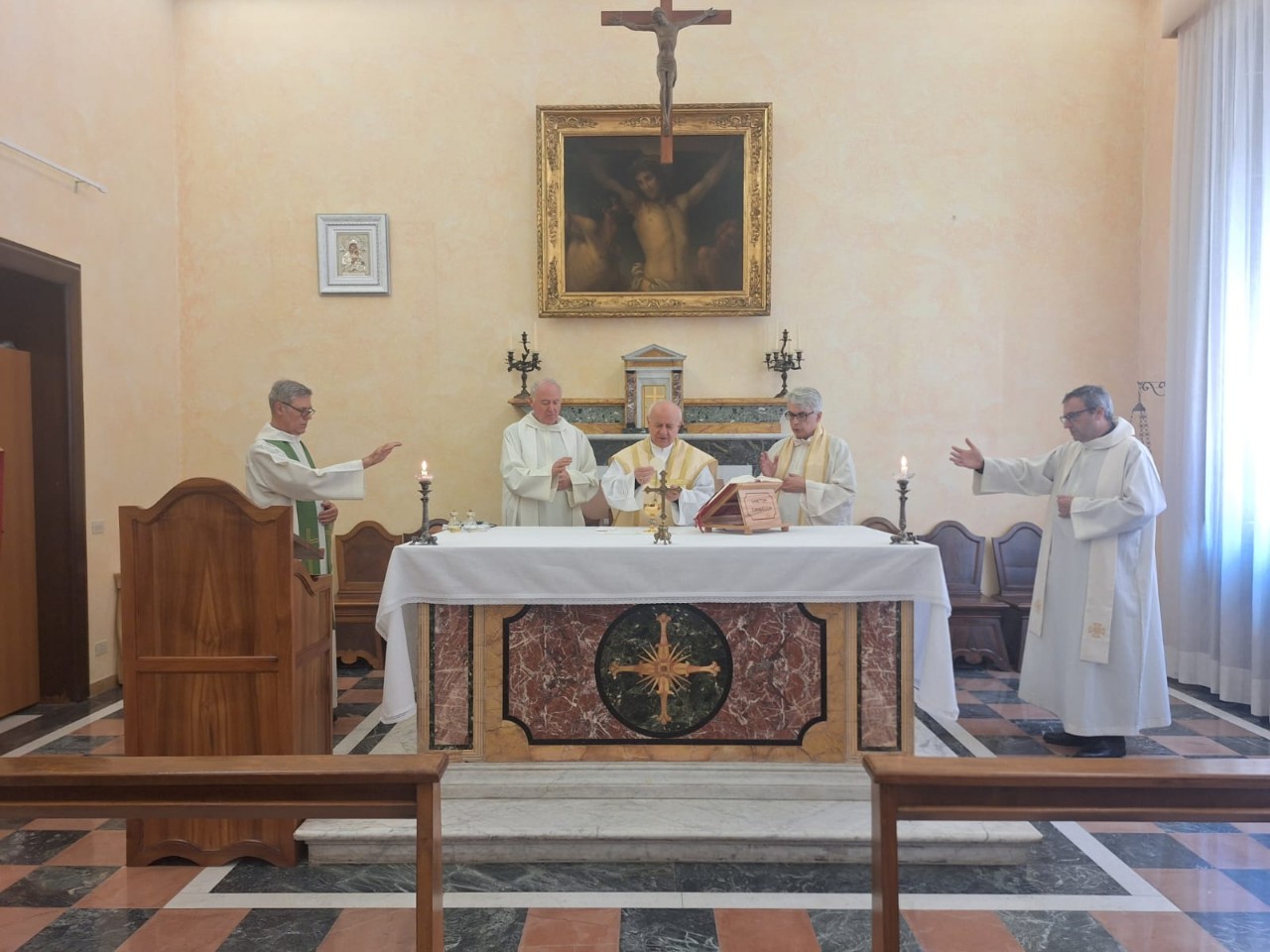 May 27, 2025 - Mass. From L.: Fr. Casalone SJ, Msgr. Pegoraro, Abp. Paglia, Fr. Mensuali, Fr. Ciucci.